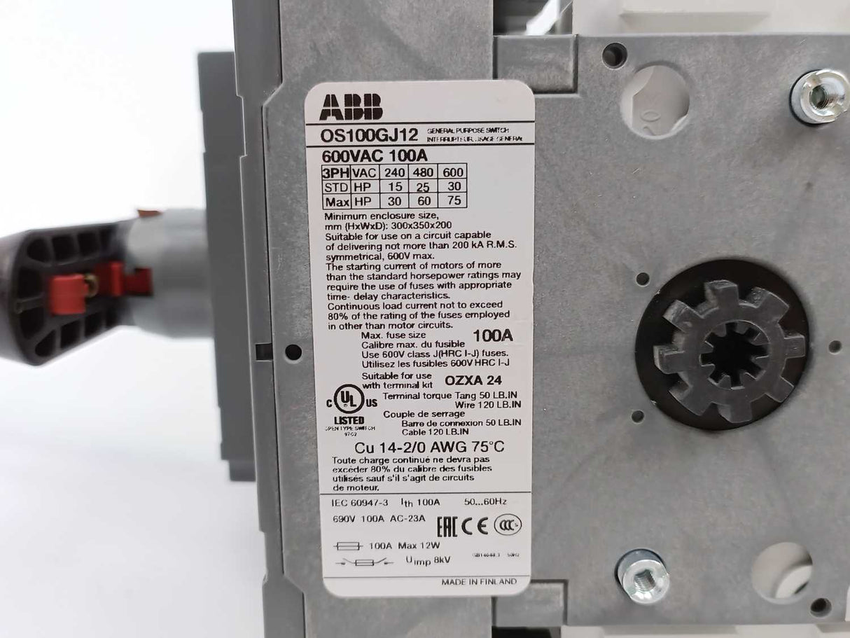 ABB OS100GJ12 Fusible Disconnect Switch