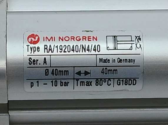 NORGREN RA/192040/N4/40 ISO compact double acting cylinder SER. A