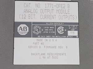 AB 1771-OFE2B SER. B FW/REV. B ANALOG OUTPUT MODULE (12 BIT. CURRENT OUTPUTS)