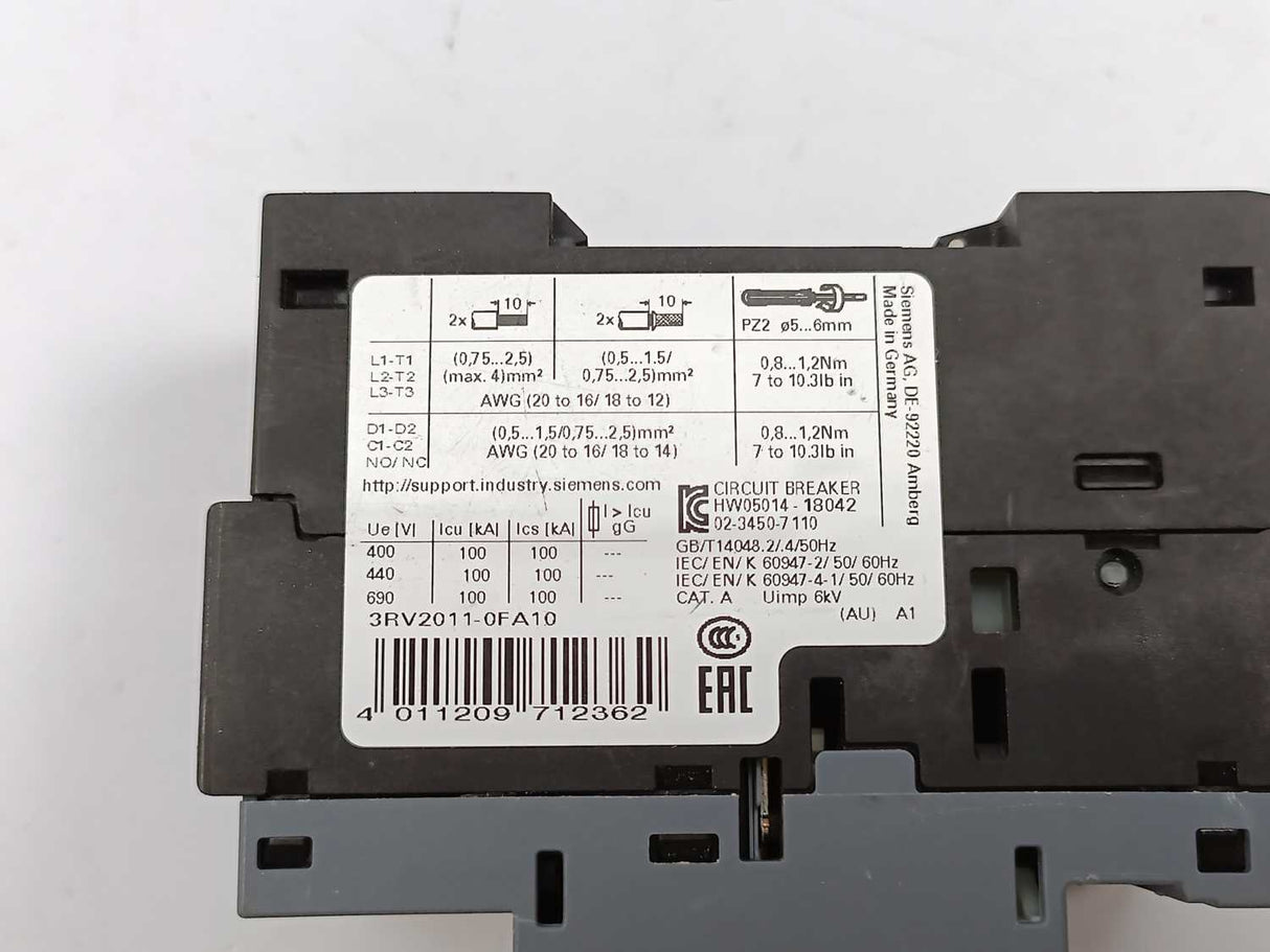 Siemens 3RV2011-0FA10 Circuit breaker