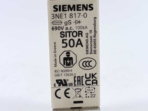 Siemens 3NE1 817-0 SITOR fuse link 50A 3 Pcs Set