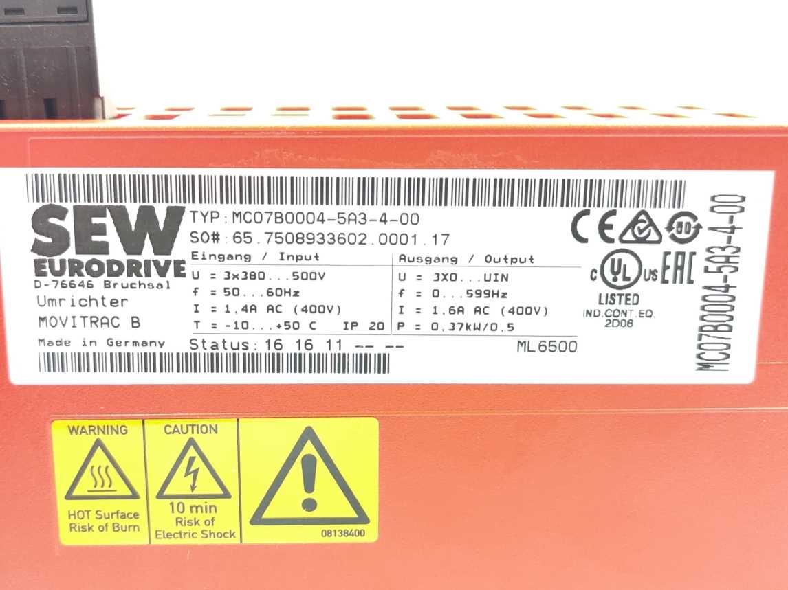 SEW-EURODRIVE  MC07B0004-5A3-4-00 Movitrac B