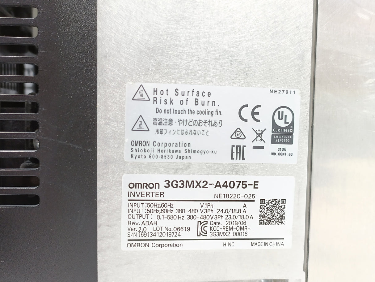 OMRON 3G3MX2-A4075-E MX2 Inverter W. AX-FIM3030-SE-V1