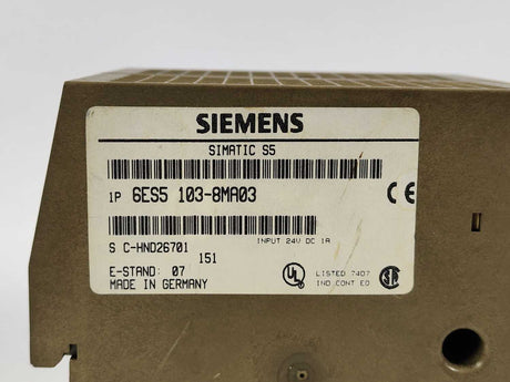 Siemens 6ES5103-8MA03 SIMATIC S5-100U CPU 103