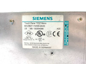 Siemens 6AV3627-1NK00-2AX0 Touch Panel TP27 Mono A.01