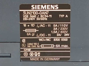 Siemens 3UN2100-0AN7 Type A PTC Thermistor Tripping Unit