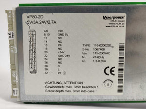 Vero Power VP80-2D 116-020022E Power Supply 5V/3A, 24V/2, 7A