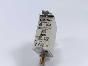 Siemens 3NA3824 Fuse 80A 500V NH00 gG 120kA