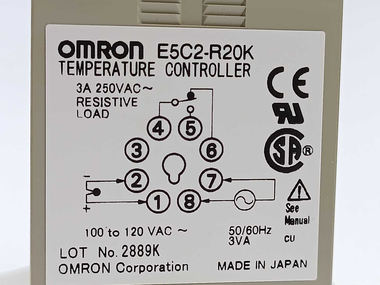 OMRON E5C2-R20K TEMPERATURE CONTROLLER 0 to 1200 deg. C 100-120V AC