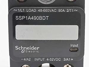 Schneider SSP1A490BDT Solid state relay, control V 4-32V load 90A 48-660VAC