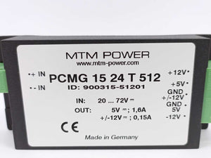 MTM Power 900315-51201 PCMG 15 24 T 512 DC/DC Module 20-72V in 5V/12V out