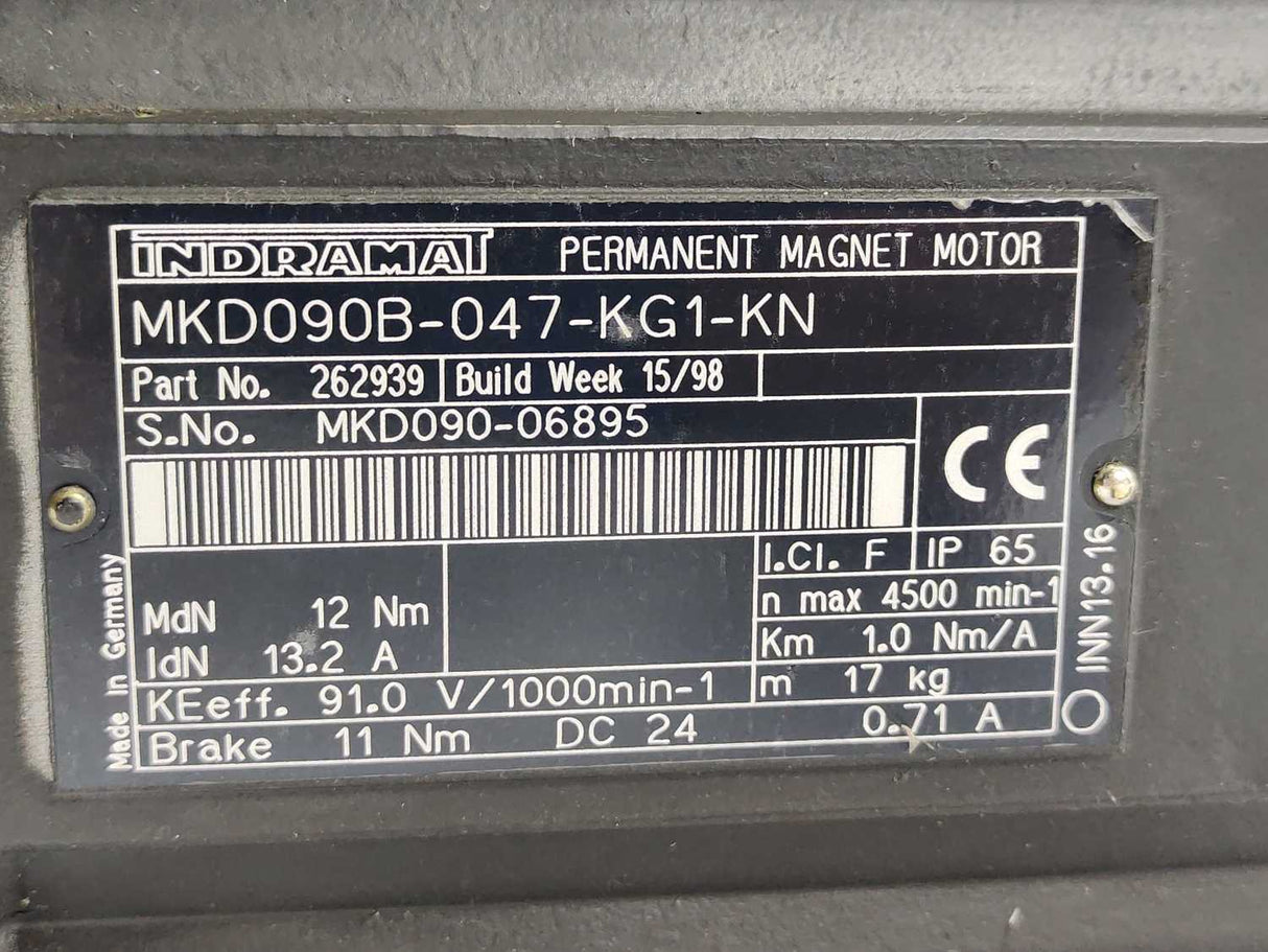 Indramat 262939 MKD090B-047-KG1-KN Permanent Magnet Motor