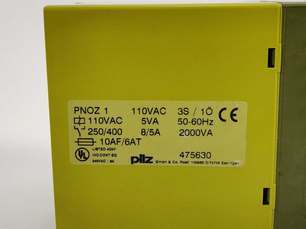 Pilz 475630 PNOZ1 110VAC 3S/1Ö Safety Relay