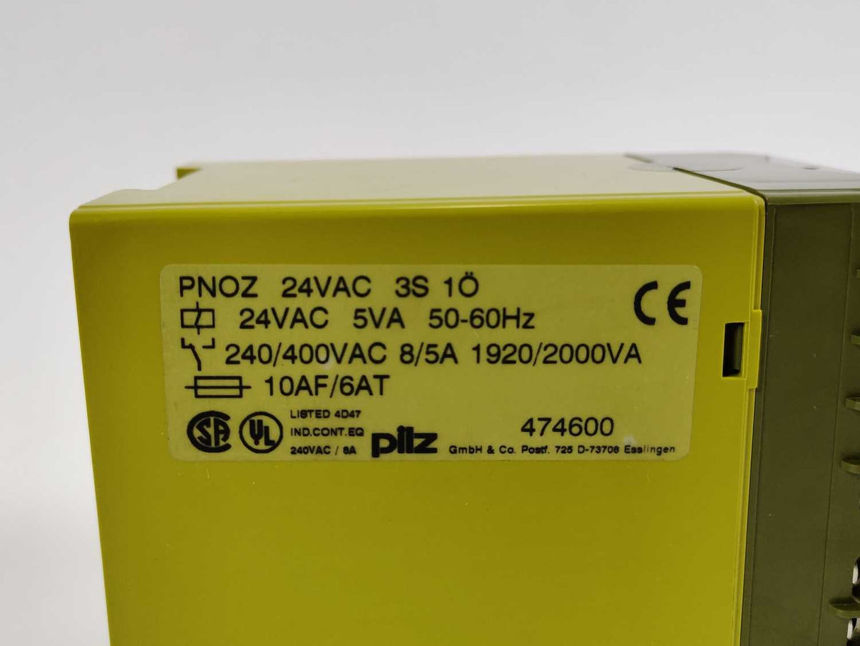 Pilz 474600 PNOZ 24VAC 3S/1Ö Safety Relay