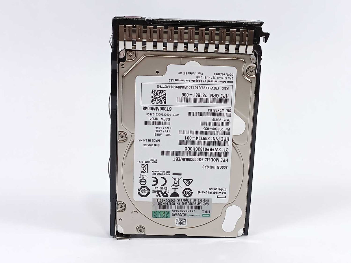 Hewlett Packard 869714-001 2C6200-035 300GB 10K SAS Hard Drive