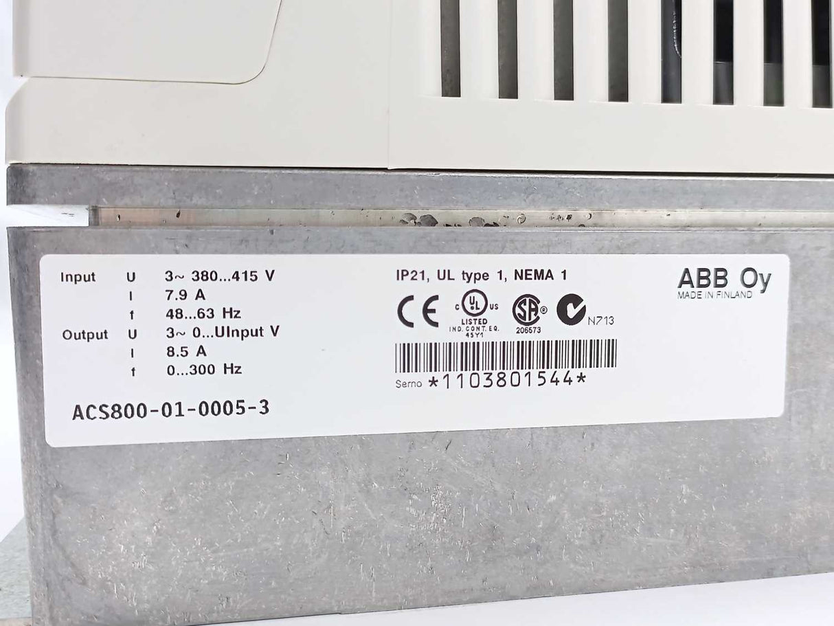 ABB ACS800-01-0005-3 with CDP312R Control Panel, Like new