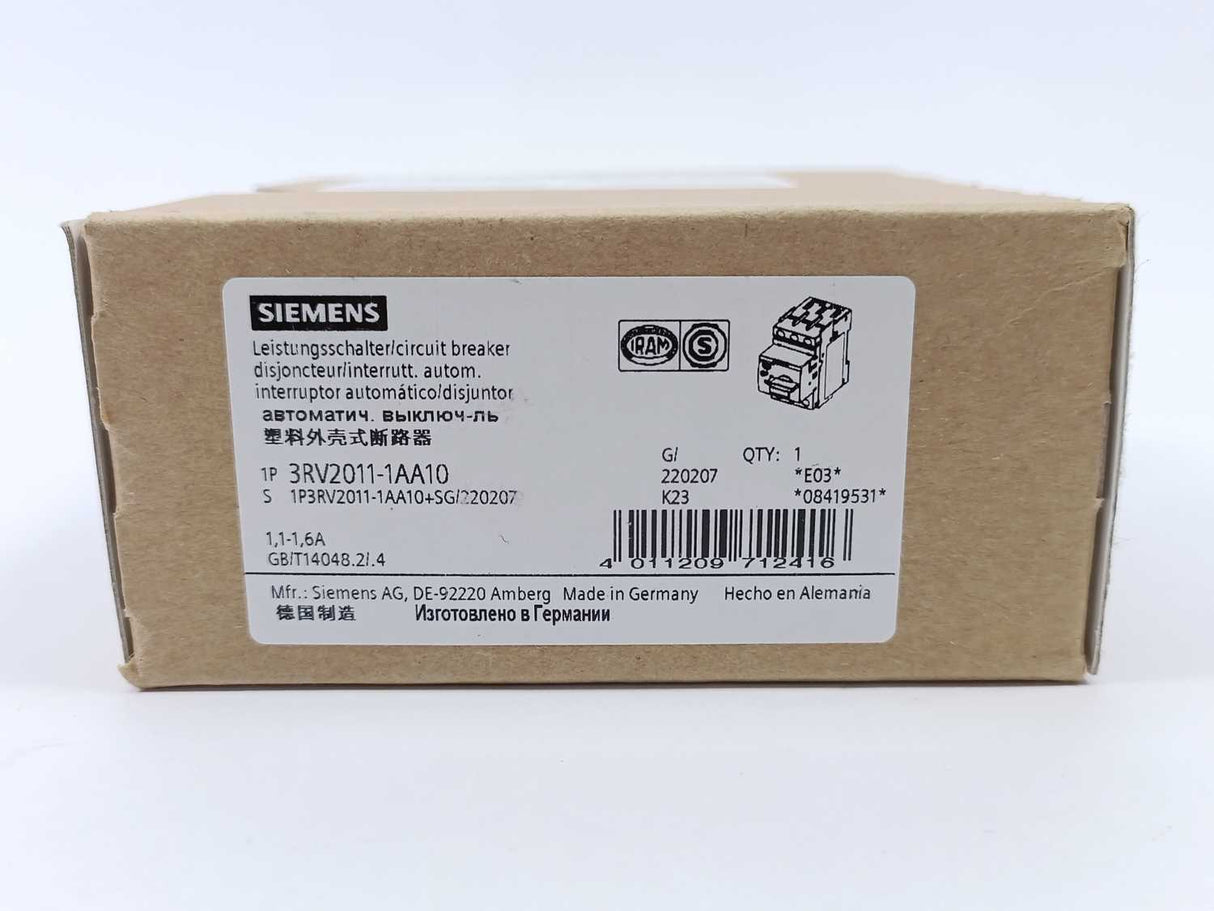 Siemens 3RV2011-1AA10 SIRIUS Circuit Breaker