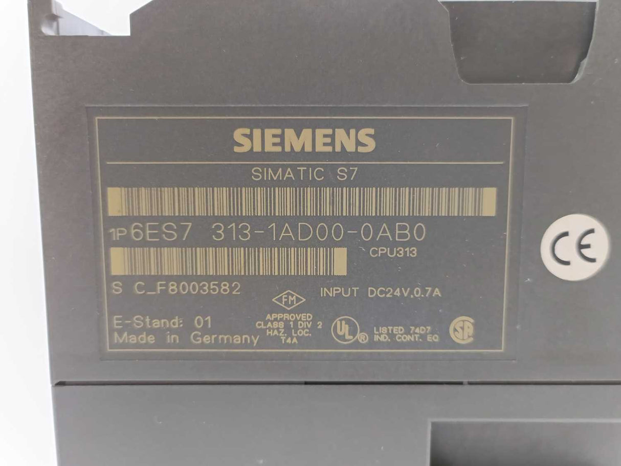 Siemens 6ES7313-1AD00-0AB0 SIMATIC S7-300, CPU 313 Central processing unit