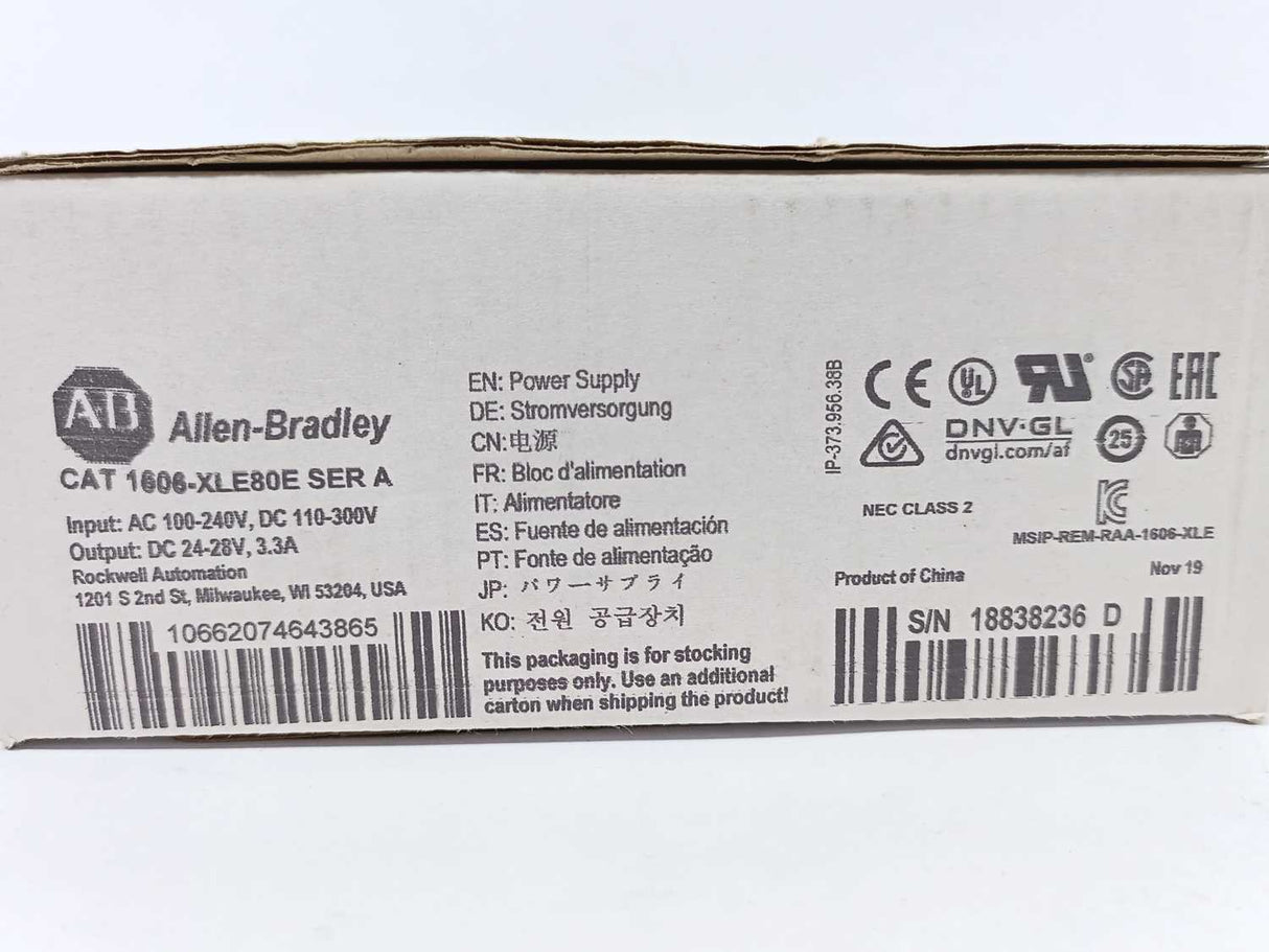 AB 1606-XLE80E Ser. A 24-28V 3.3A Power Supply