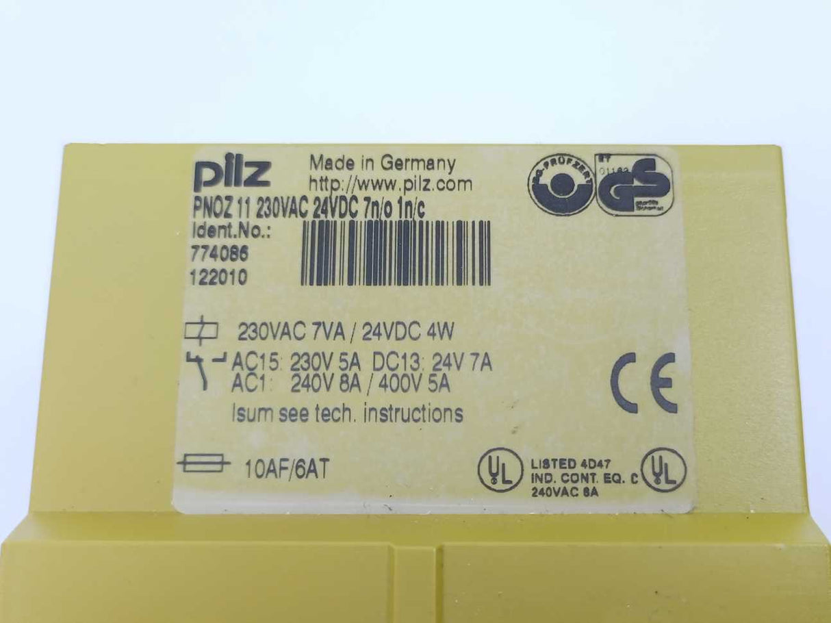 Pilz 774086 PNOZ 11 230VAC 24VDC 7n/o 1n/c