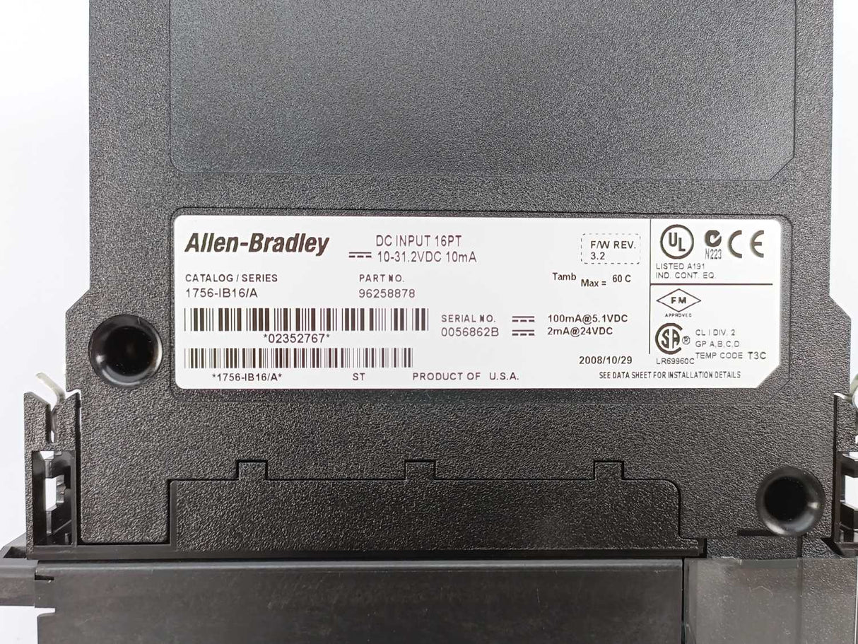 AB 1756-IB16 Ser. A ControlLogix 16 Pt Input Module, 10-31 VDC