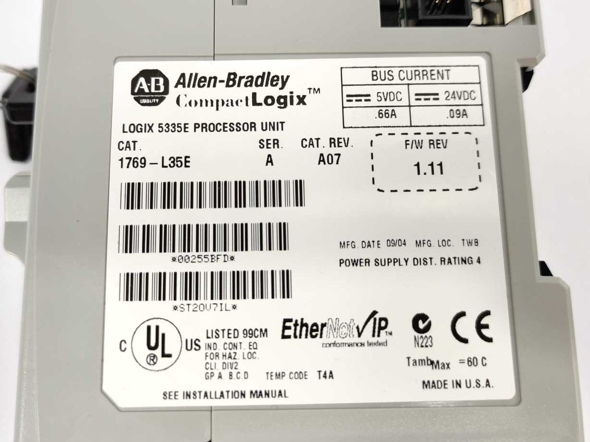 AB 1769-L35E Ser. A Rev. A07 LOGIX 5335E Processor Unit