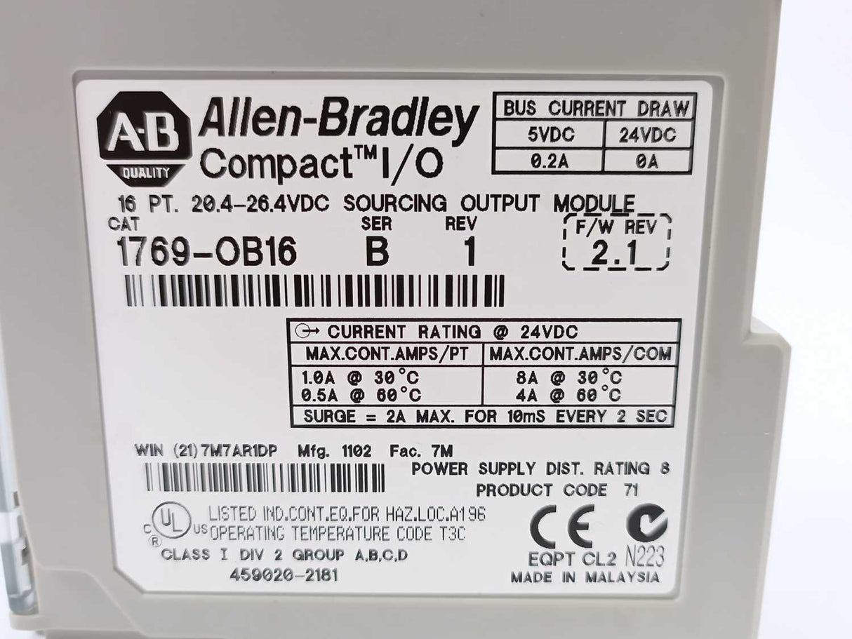 AB 1769-OB16 Ser. B, Rev 1, Sourcing Output Module