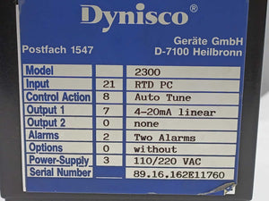 Dynisco 2300 Temperature Controller