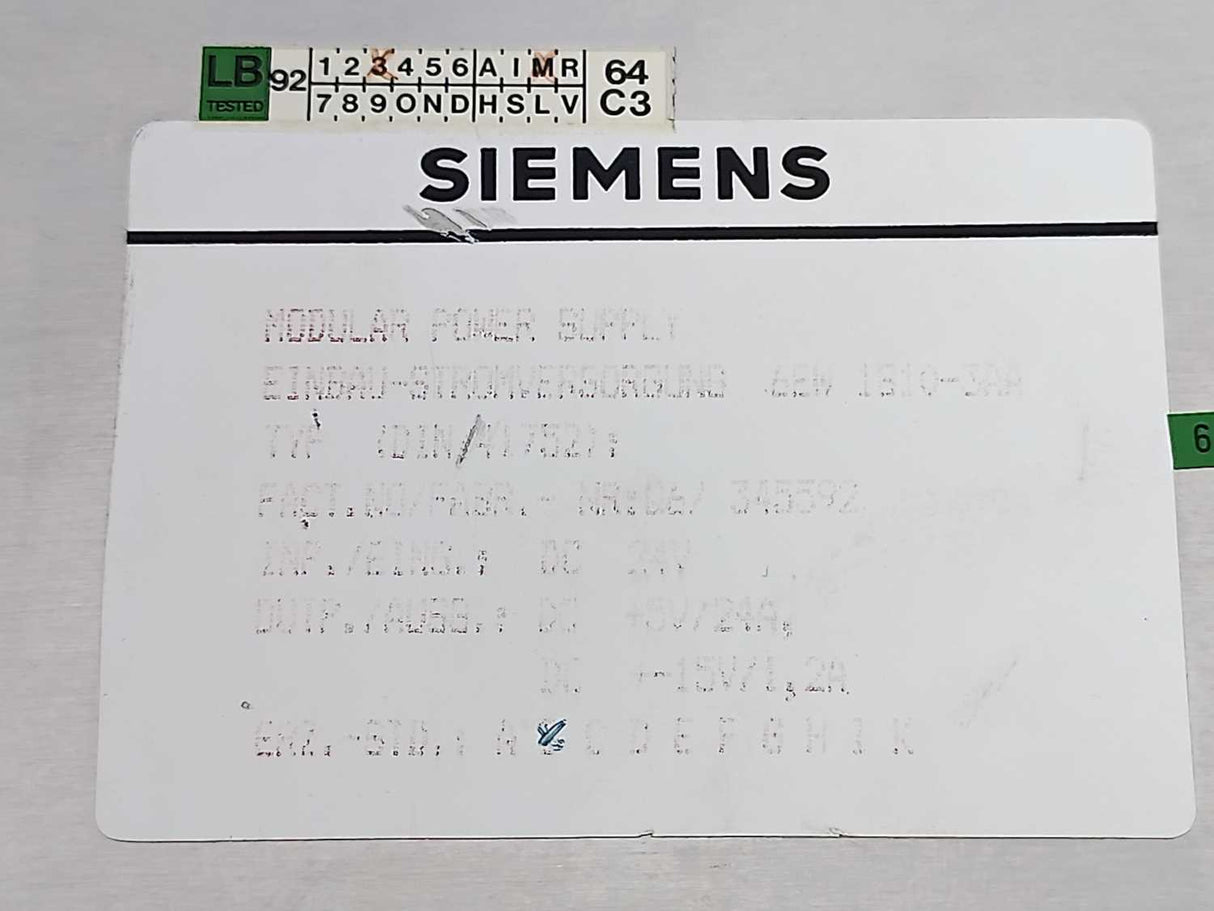 Siemens 6EW1810-3AA SIMADYN D Power Supply