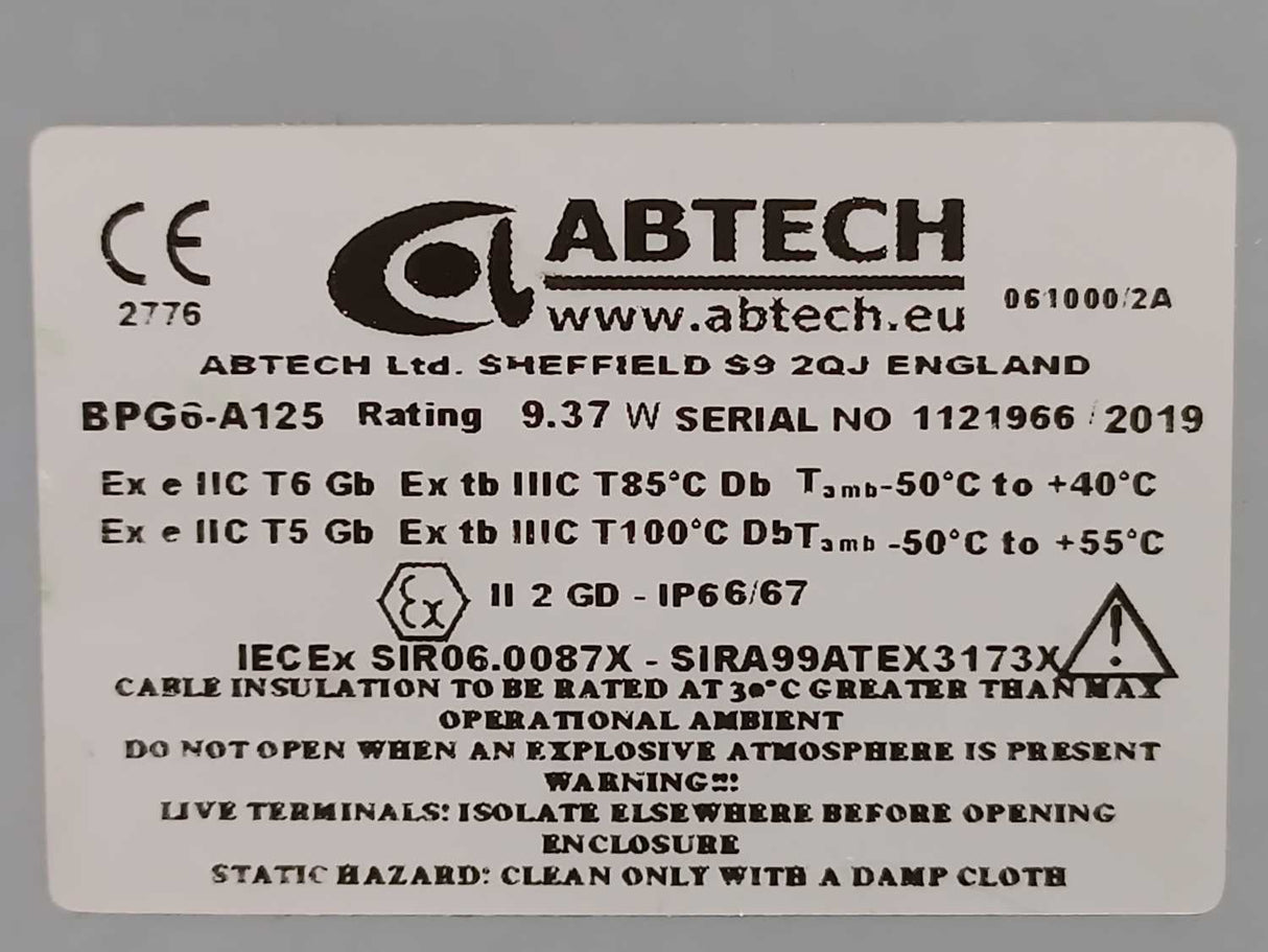 ABTECH BPG6-A125 GRP Junction Box Ex Certified