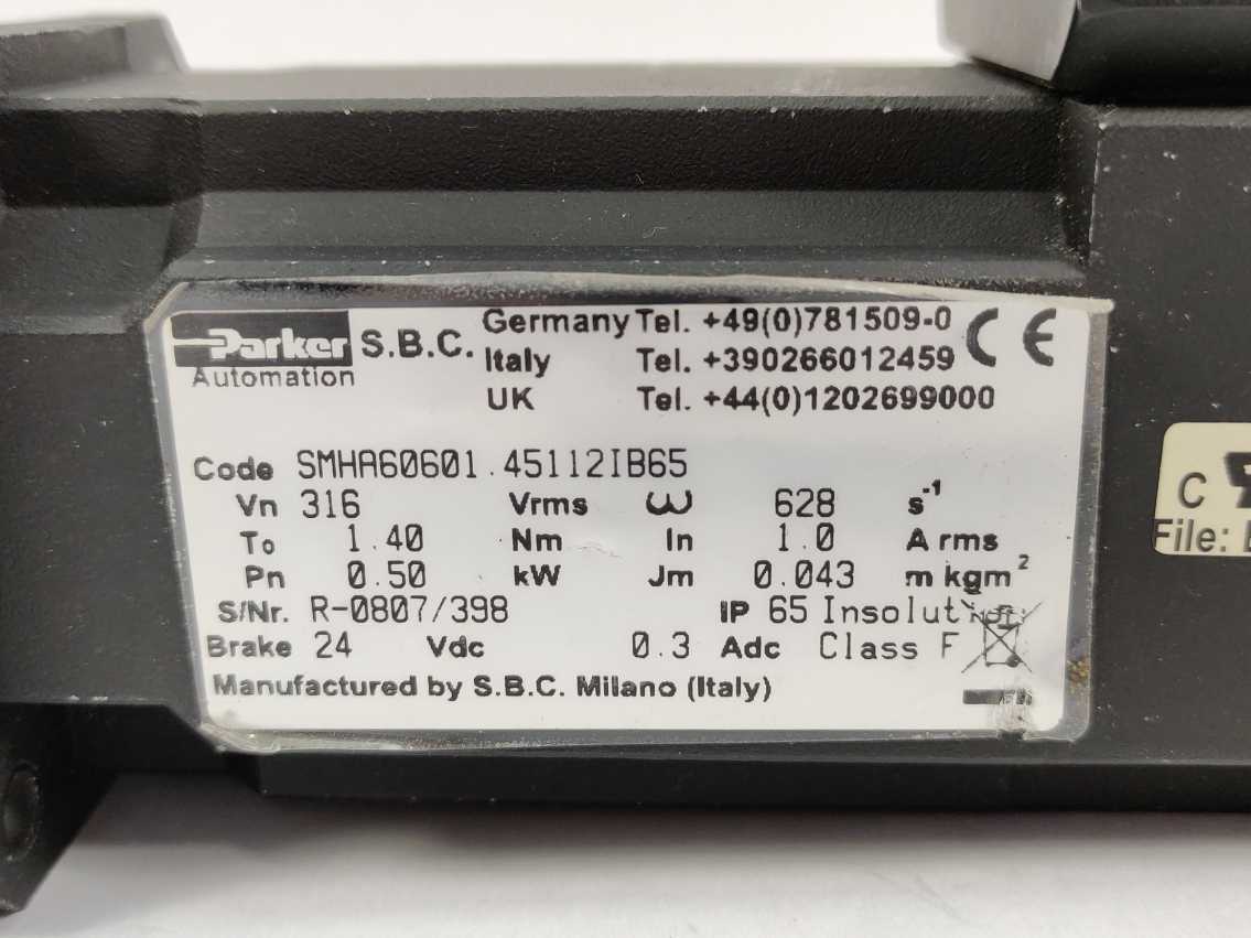 Parker Automation SMHA60601.45112IB65 SERVO MOTOR