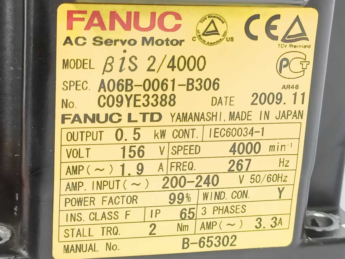 Fanuc A06B-0061-B306 0,5kW AC Servo Motor