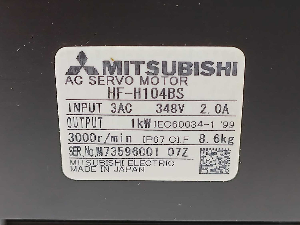 Mitsubishi HF-H104BS-A51 AC Servo Motor HF-H104BS