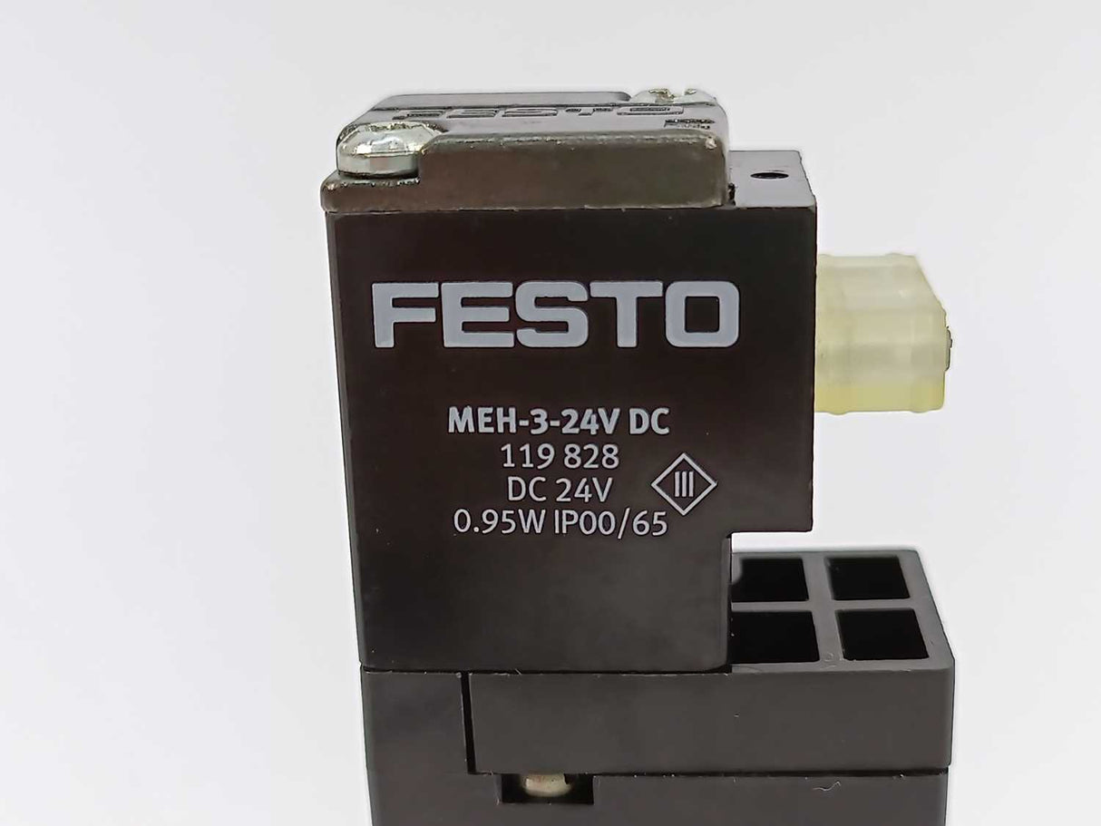 Festo 35035 MEH-5/2-4,0-I-SA Solenoid Valve With 119828 MEH-3-24VDC