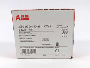 ABB 2CDS273001R0467 S203M-K16 Miniature Circuit Breaker