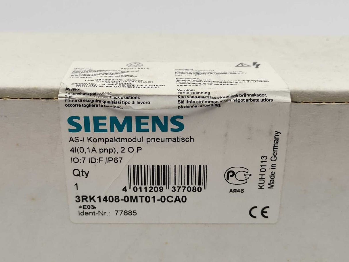 Siemens 3RK1408-0MT01-0CA0 AS-i Compact module pneumatic