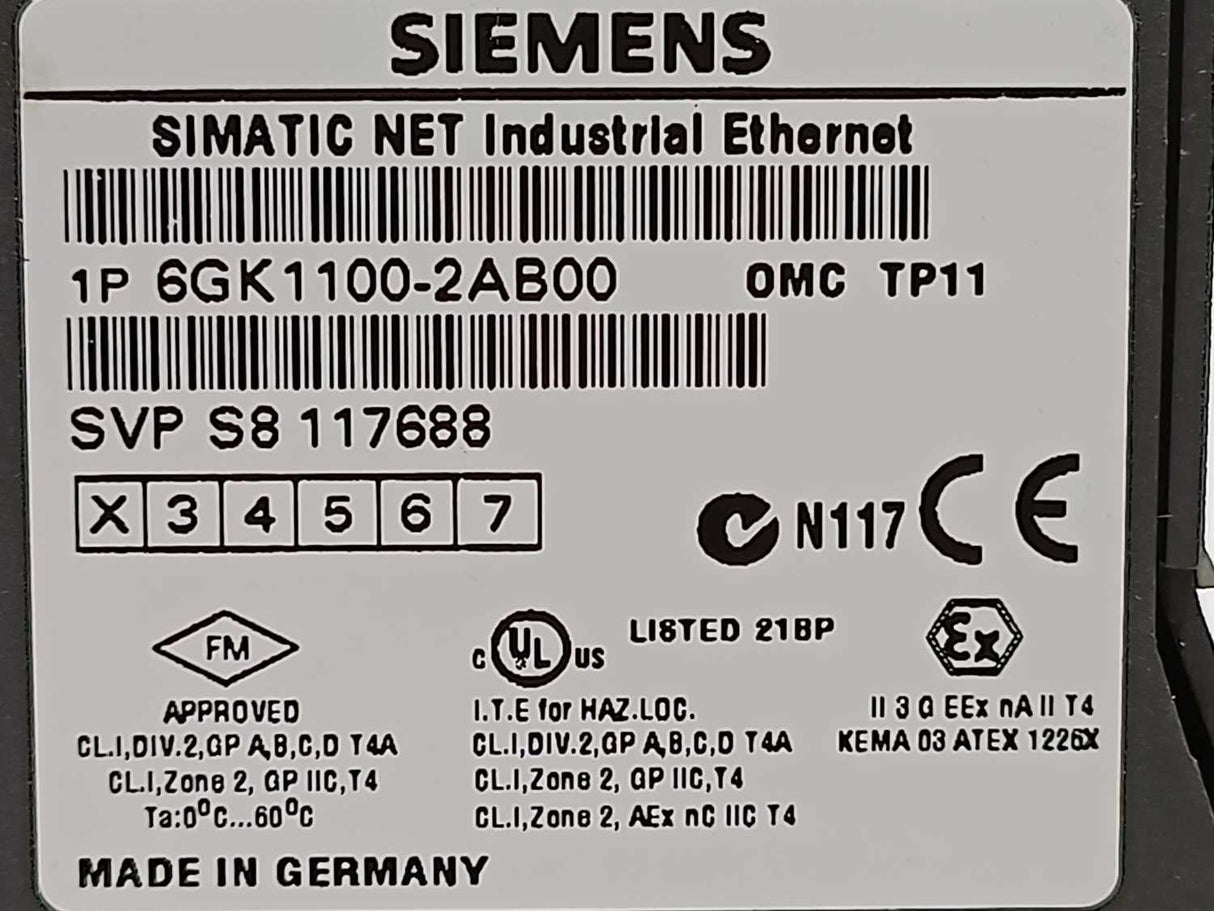 Siemens 6GK1100-2AB00 Industrial Ethernet OMC TP11 Optical Media Converter