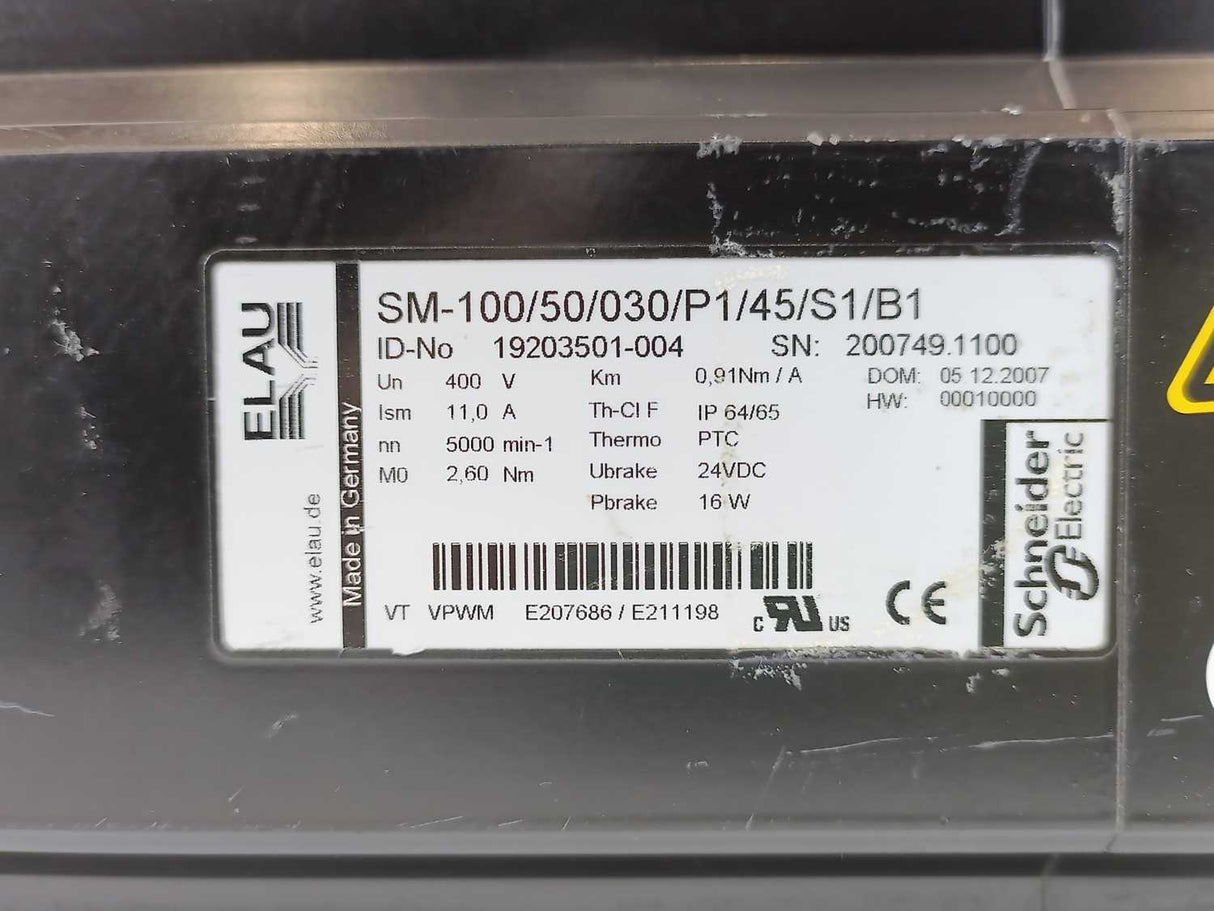 Schneider Electric 19203501-004 SM-100/50/030/P1/45/S1/B1 Servo Motor