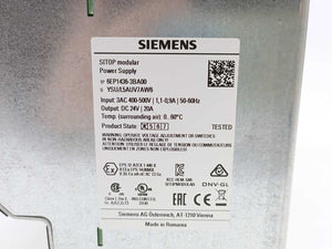 Siemens 6EP1436-3BA00 24VDC 20A stabilized power supply