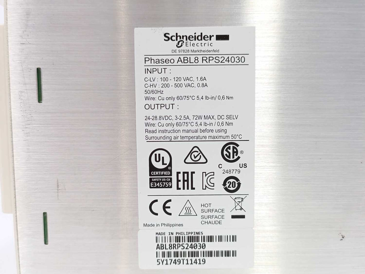 Schneider Electric ABL8RPS24030 Power Supply, 24V 3A