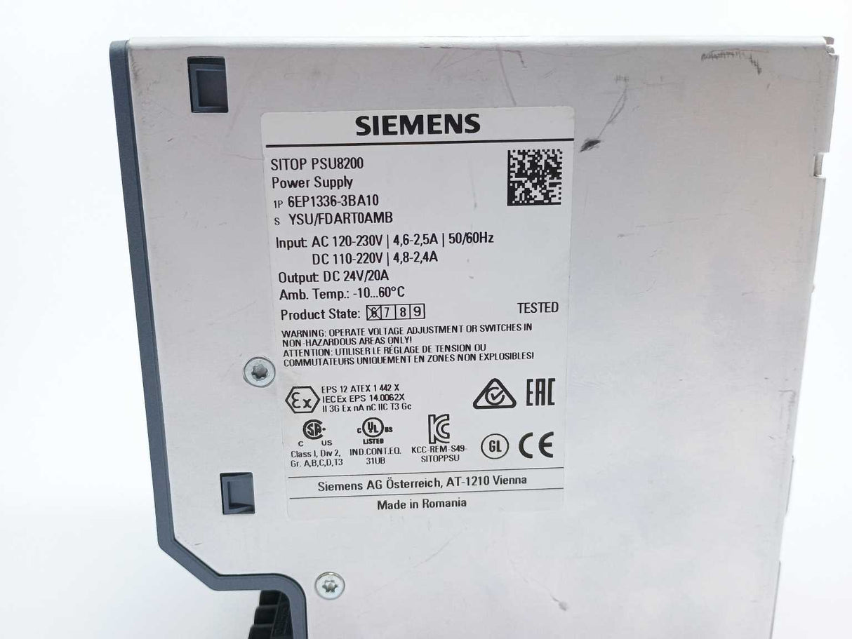 Siemens 6EP1336-3BA10 SITOP PSU8200 DC 24V/20A Power Supply