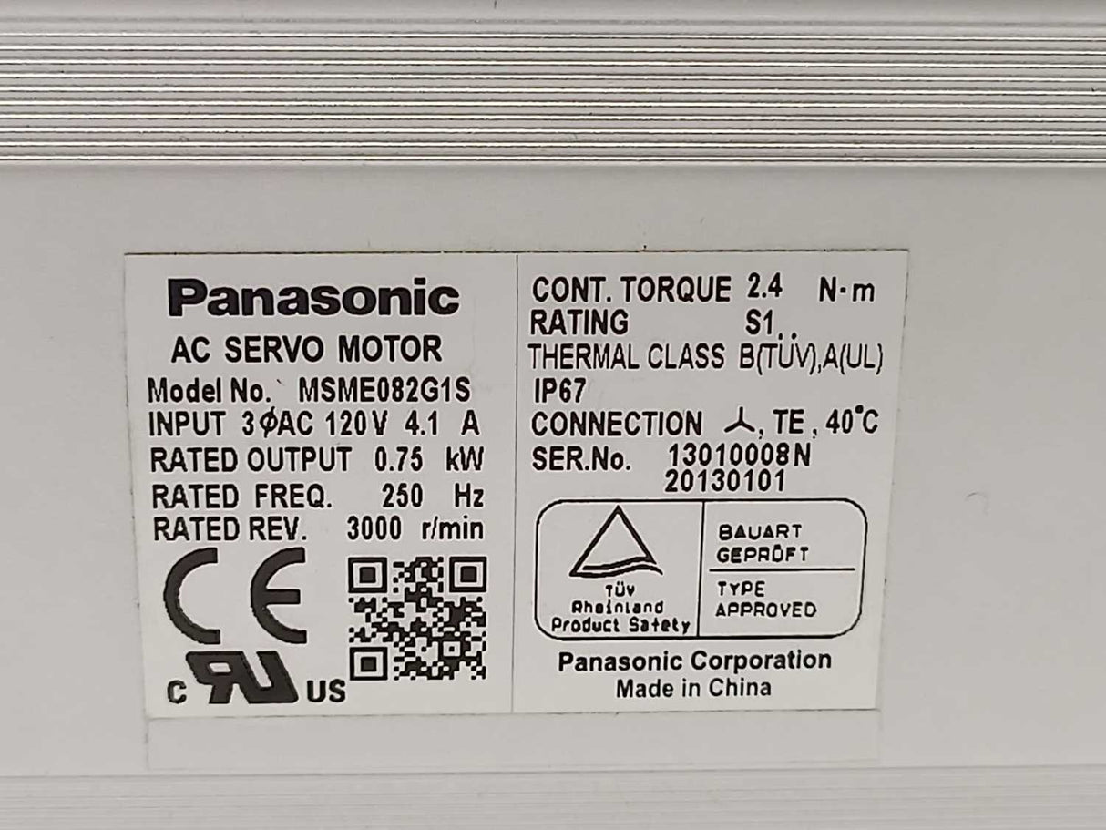 Panasonic  MSME082G1S AC SERVO MOTOR 0,75kW