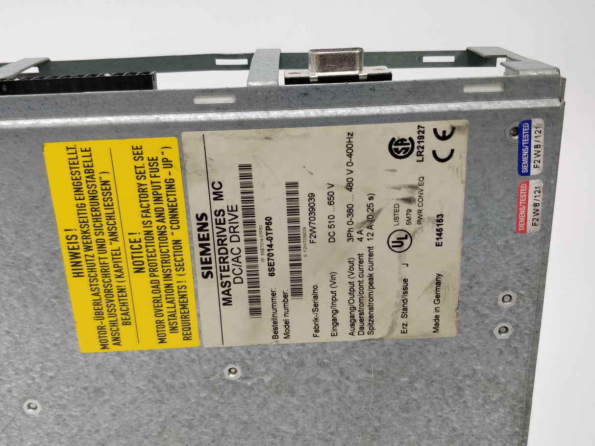 Siemens 6SE7040-0TP50 Masterdrives MC DC/AC drive ser.J