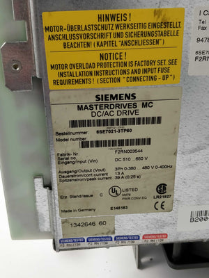 Siemens 6SE7021-3TP50 Masterdrives MC DC/AC drive ser.C