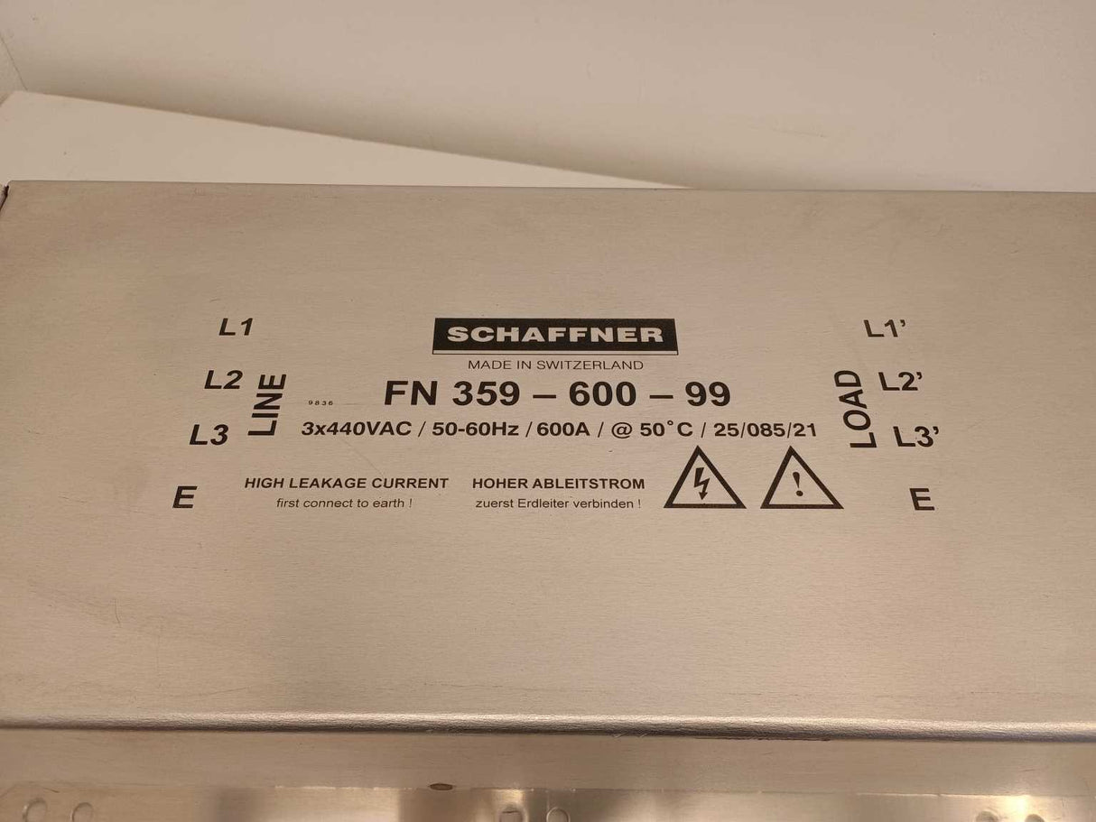 SCHAFFNER FN359-600-99 2-Stage High Current 3-Phase Filter 600A