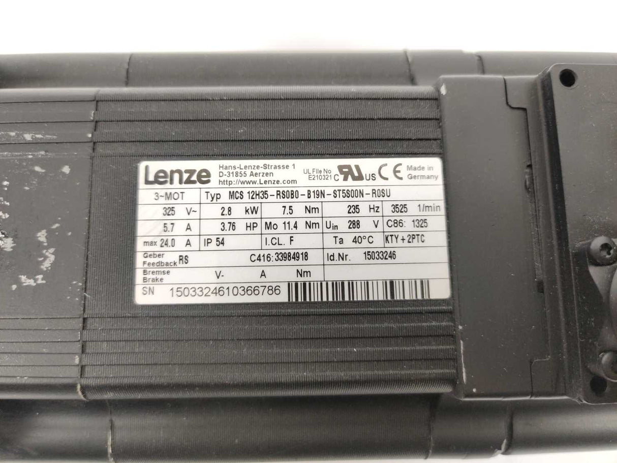 LENZE MCS12H35-RS0B0-B19N-ST5S00N-R0SU 15033246 Servo Motor 2,8kW, 3525 rpm