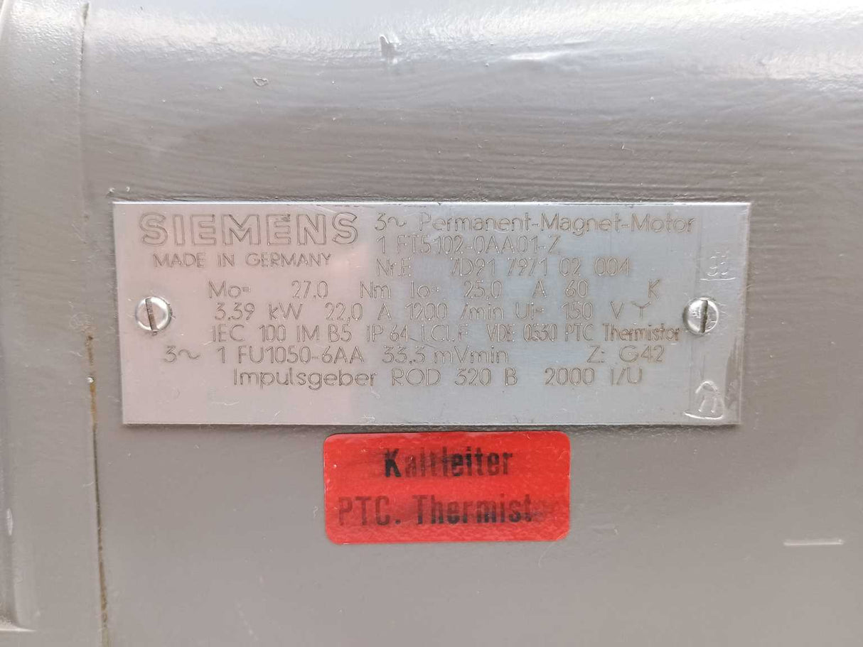 Siemens 1FT5102-0AA01-Z Permanent Magnet Motor