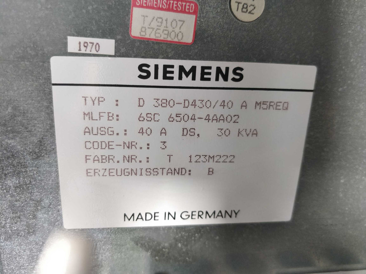 Siemens 6SC6504-4AA02-Z Simodrive Ver: B Software: R13+S01