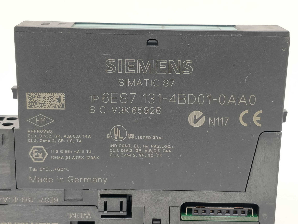 Siemens 6ES7131-4BD01-0AA0 Digital Input Module with 6ES7193-4CA40-0AA0