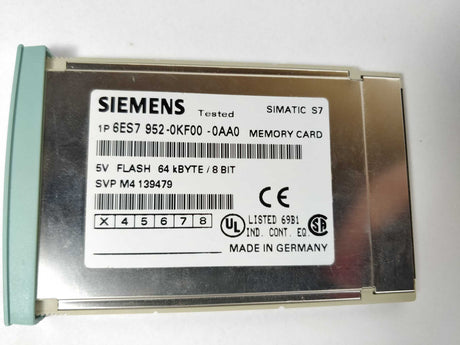 Siemens 6ES7952-0KF00-0AA0 Simatic S7 Memory Card 64kBYTE 8bit v. 3